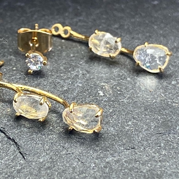 Anthropologie front back earrings & clear crystals - Picture 4 of 5